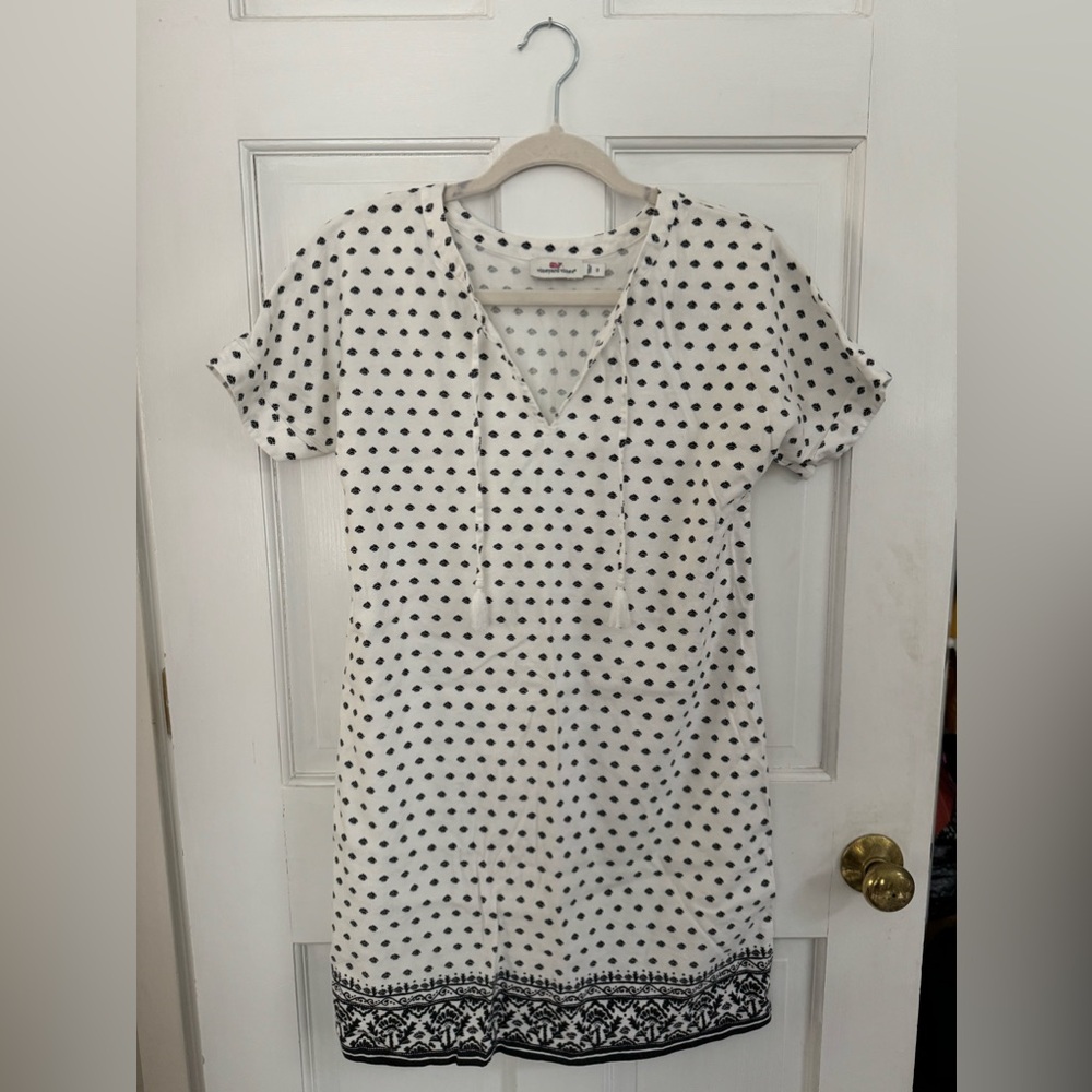 Vineyard Vines Fan Border linen summer mini dress XS size 0